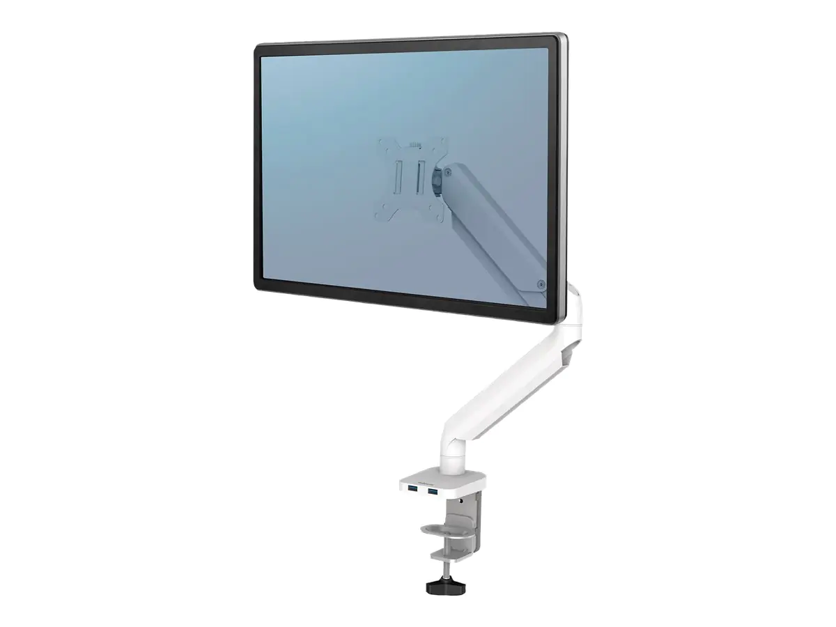 Fellowes Platinum Series - Befestigungskit - einstellbarer Arm - für Monitor - Aluminium - weiß - Bildschirmgröße: bis zu 68,6 cm (bis zu 27 Zoll) - Tischmontage