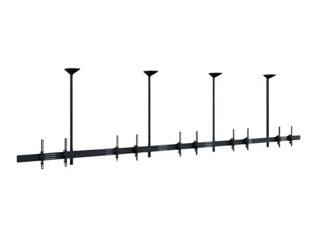 Hagor comPROnents series - Befestigungskit (4 Montageklammern, Schiene, 4 Stangen, 10 VESA-Adapter) - Side-by-Side - für 5 LCD-Displays - verriegelbar - Schwarz - Bildschirmgröße: 116.8-165.1 cm (46"-65") - Deckenmontage