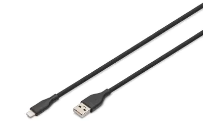 DIGITUS USB Silicone charging cable USB-A - Lightning 2m 2.0 12W black - Kabel - Digital/Daten