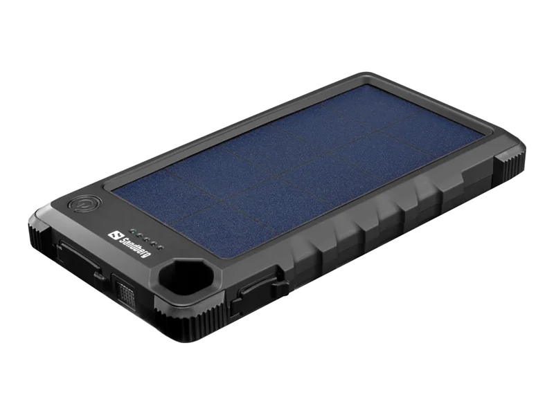 Sandberg Outdoor Solar Powerbank 10000 - Solar-Powerbank - 10000 mAh - 37 Wh - 3 A (USB, 24 pin USB-C) - auf Kabel: Micro-USB, USB-C