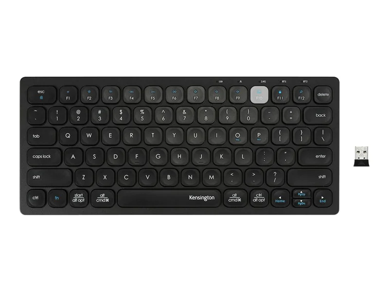 Kensington Multi-Device Dual Wireless Compact Keyboard - Tastatur - kabellos - 2.4 GHz, Bluetooth 3.0, Bluetooth 5.0 - Schwarz