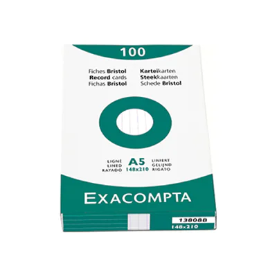 Exacompta Karteikarte 3308B DIN A8 blanko Karton weiß 100 St./Pack.