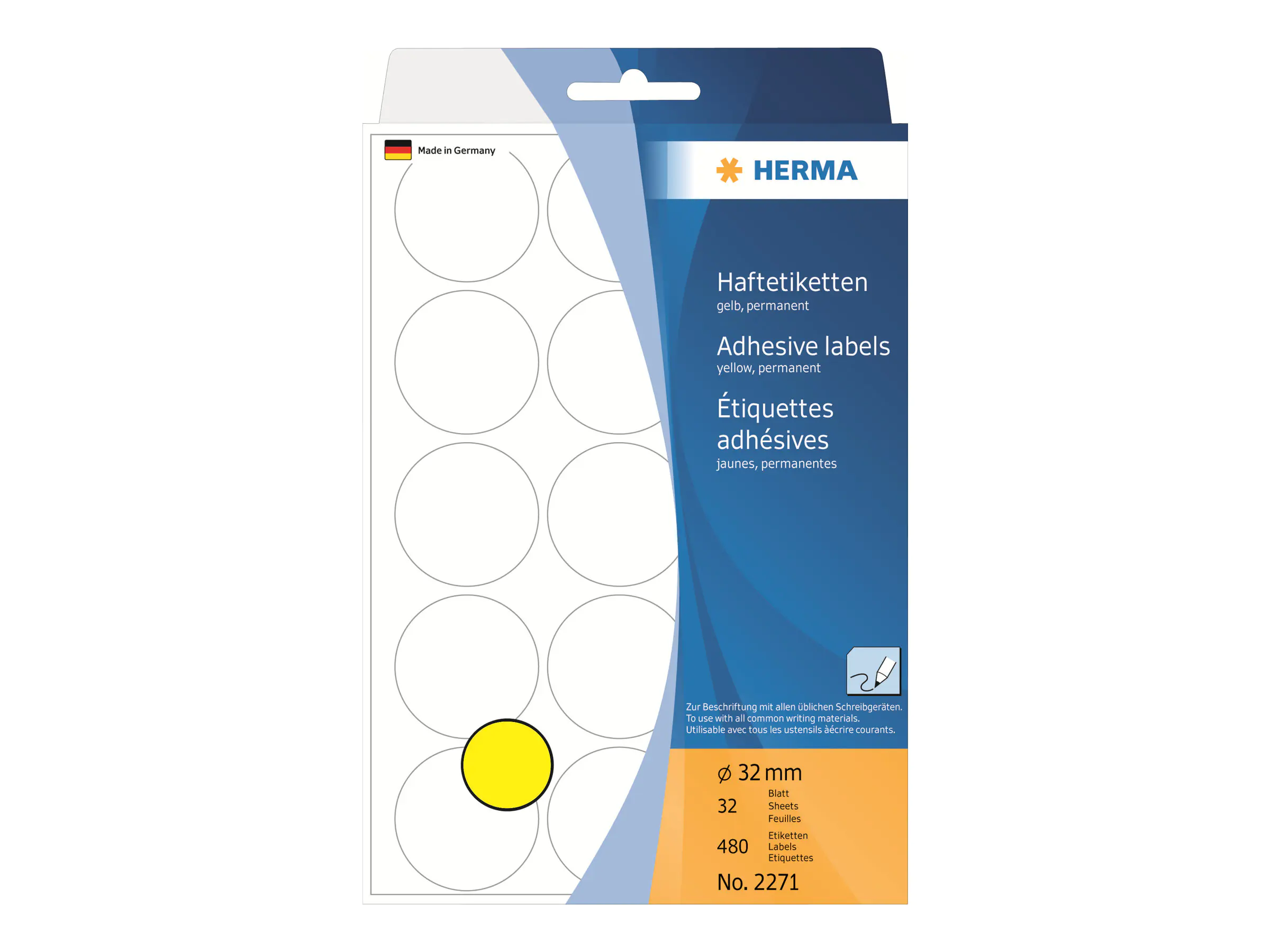 HERMA Papier - permanent selbstklebend - Gelb 2271