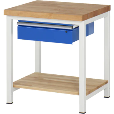 RAU Werkbank 8000 750 x 840-1.040 x 700 mm (B x H x T) enzianblau lichtgrau
