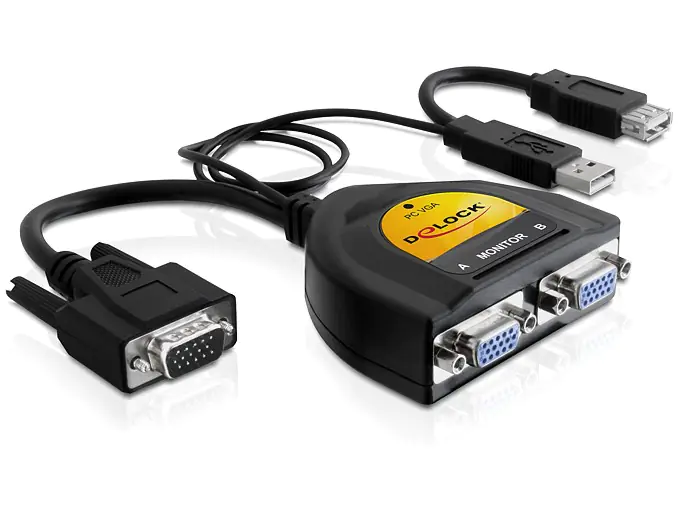 Delock 2 Port VGA Data Splitter - Video-Verteiler - 2 x VGA