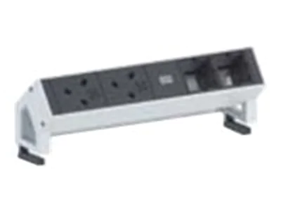 Bachmann DESK 2 - Steckdosenleiste - Eingabe, Eingang GST18 - Ausgangsanschlüsse: 2 - 20 cm - Großbritannien und Nordirland - Schwarz, weiß, RAL 9010