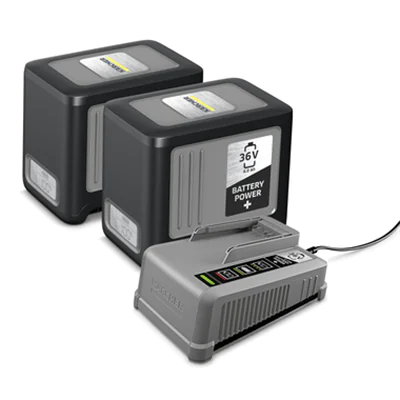 Kärcher Akkuladegerät Starter Kit Battery Power+ 36/60 2 x 36 V / 6,0 Ah Battery Power+ Wechselakku 36 V Kärcher Battery Power+/-Wechselakkus 80 %: 1,13h 100-240V 50-60Hz