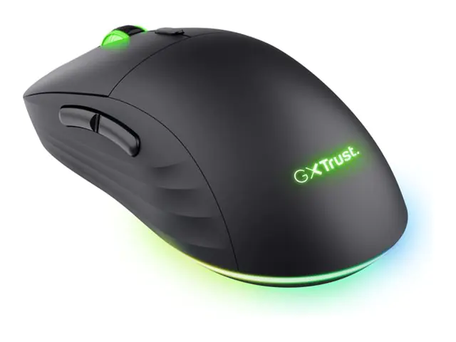 Trust GXT 927 REDEX+ - Maus - leistungsstarke, einstellbare RGB-Beleuchtung - Für Rechtshänder - Laser - 6 Tasten - kabellos - 2.4 GHz - kabelloser Empfänger (USB) - Schwarz - retail - Hängebox