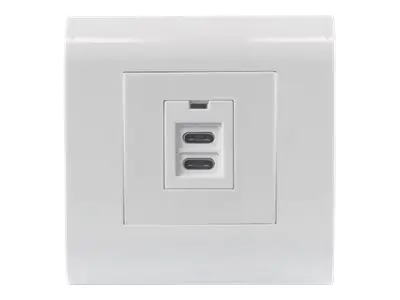 Intellinet Unterputzdose mit zwei USB Typ C-Ladeports, Zwei USB Typ C-Ports mit 5 V / 2,1 A Ausgangsleistung, Frontblende im europäischen Format 80 x 80 mm - Ausgang - oberflächenbündig montierbar - USB Typ C x 2