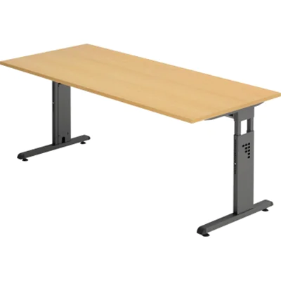 Hammerbacher Schreibtisch VOS19/6/G C-Fuß 180x80cm buche/graphit