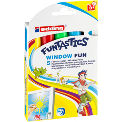 edding Windowmarker 16 FUNTASTICS WINDOW FUN 2-6mm farbig sortiert Rundspitze 5 St./Pack.