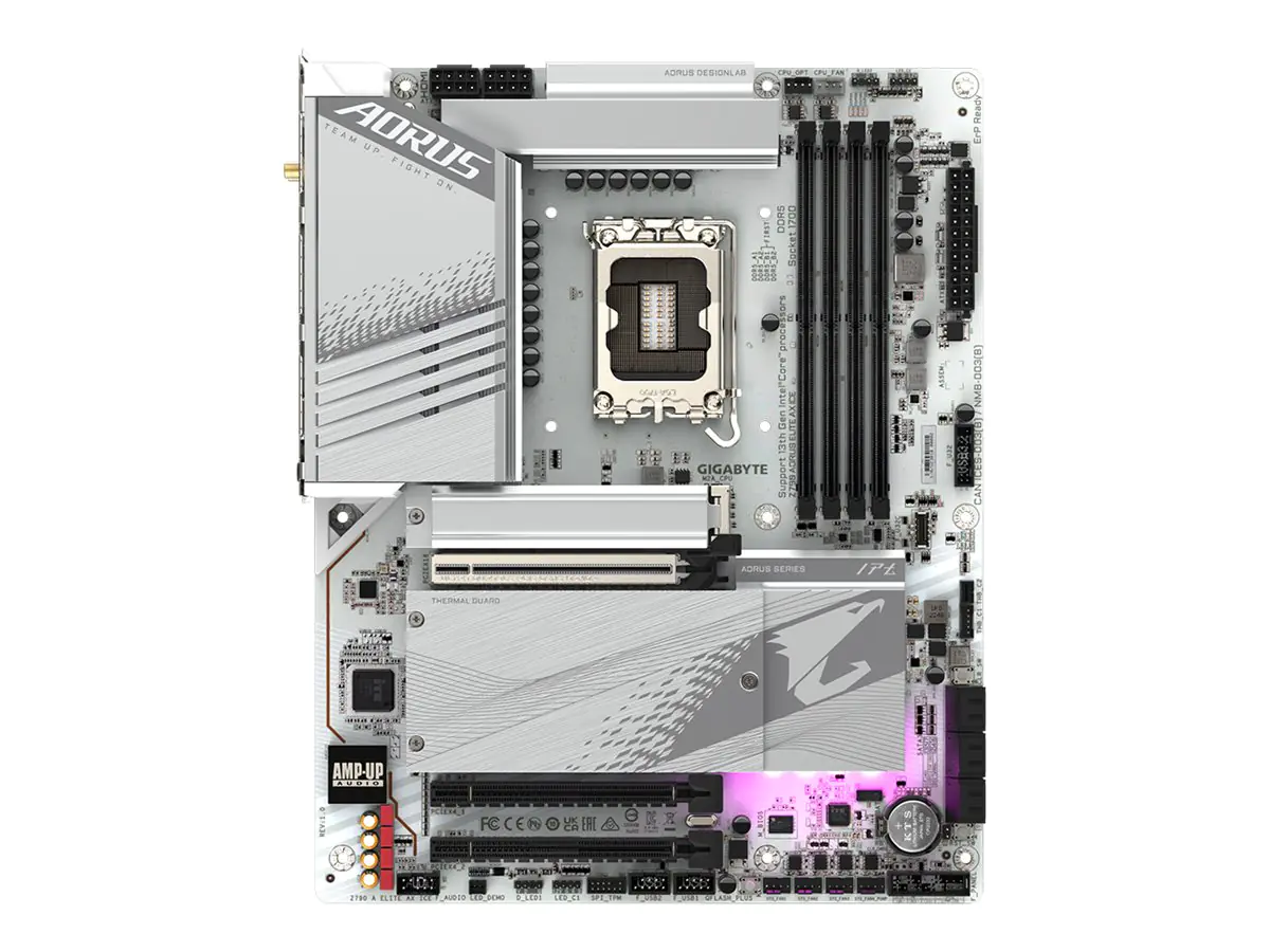 Gigabyte Z790 AORUS ELITE AX ICE - Motherboard - ATX - LGA1700-Sockel - Z790 Chipsatz - USB-C 3.2 Gen 2x2, USB-C 3.2 Gen2, USB 3.2 Gen 1, USB 3.2 Gen 2 - 2.5 Gigabit LAN, Wi-Fi 6E, Bluetooth - Onboard-Grafik (CPU erforderlich) - HD Audio (8-Kanal)