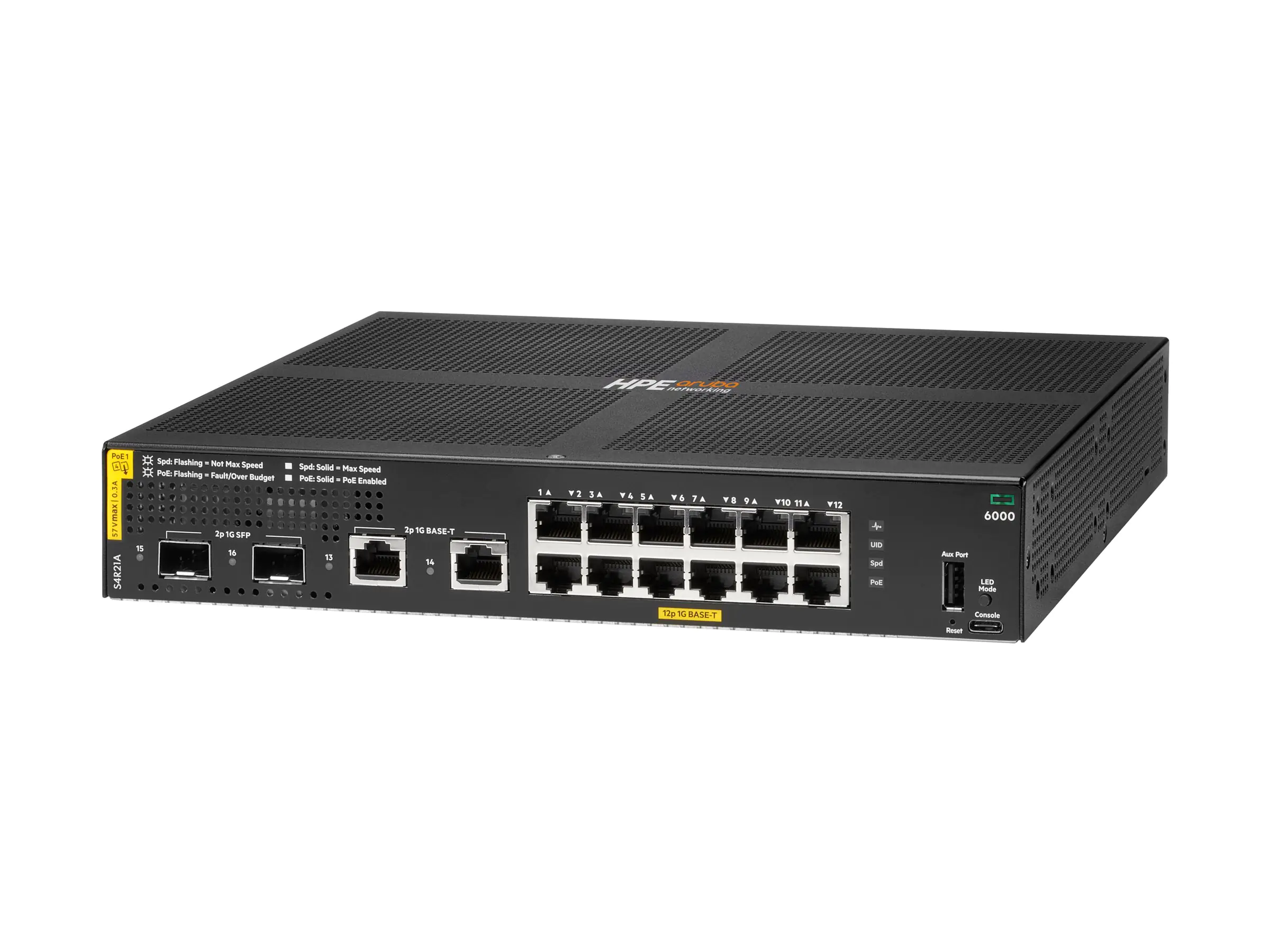 HPE Aruba Networking CX A6000 12p 10M/100M/1G Class4 PoE 2p SFP 1G 139W - Switch - managed - 12