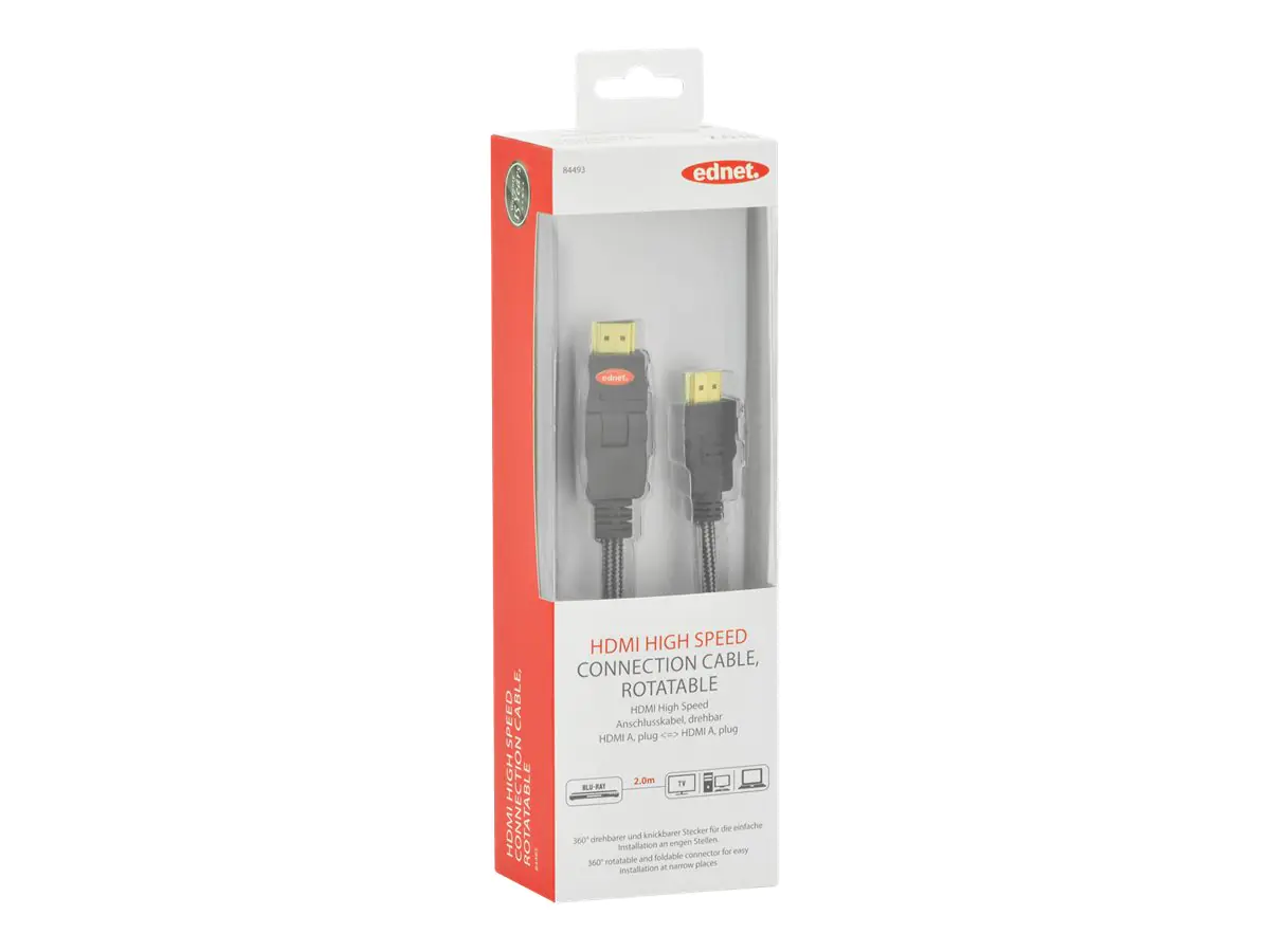 Ednet HDMI High Speed Anschlusskabel - HDMI mit Ethernetkabel - HDMI (M)