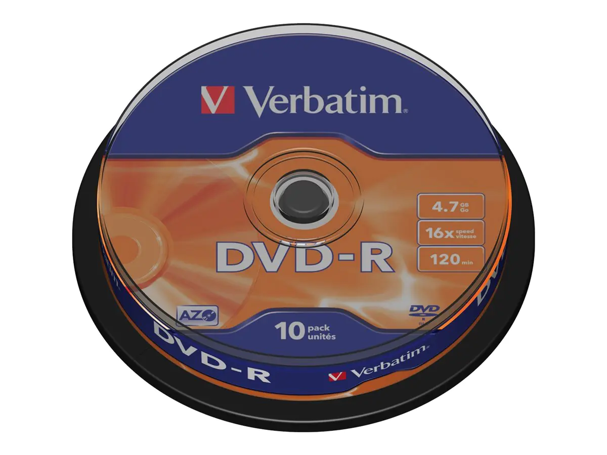 Verbatim - 10 x DVD-R - 4.7 GB 16x - mattsilber - Spindel