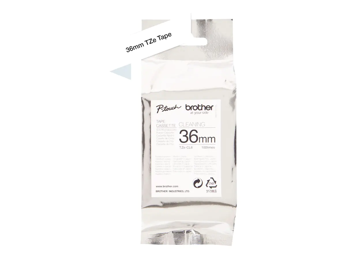 Brother TZe-CL6 - Rolle (3,56 cm x 8 m) 1 Kassette(n) Reinigungsband - für P-Touch PT-3600, 9200, 9500, 9600, 9700, 9800, D800, P900, P950; P-Touch Cube Pro PT-P910