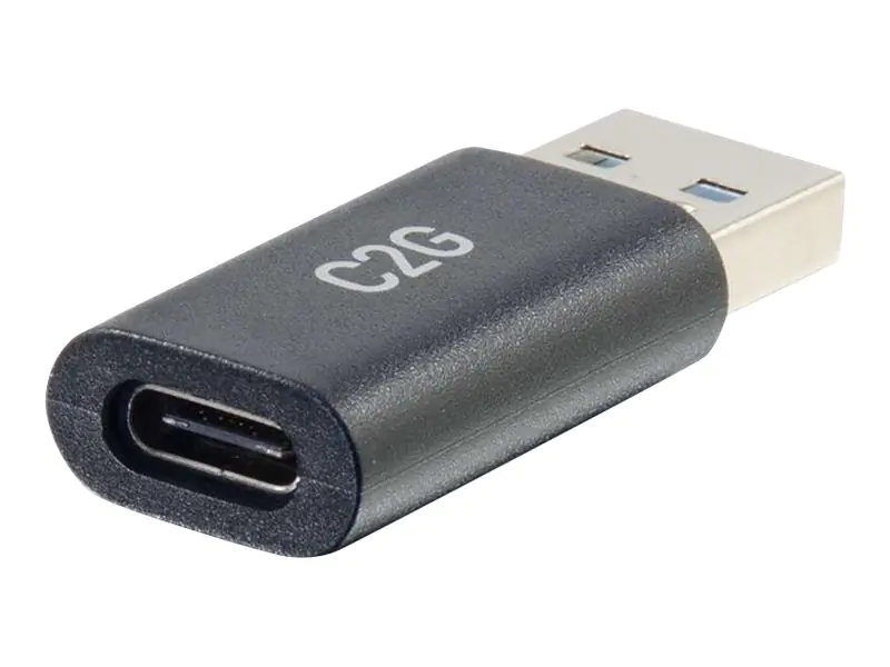 C2G USB C to USB Adapter - SuperSpeed USB Adapter - 5Gbps - F/M - USB-Adapter - 24 pin USB-C (W) umkehrbar zu USB Typ A (M) - USB 3.0 - geformt - Schwarz