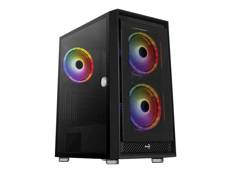 AeroCool Graphite - Mid tower - ATX - Seitenteil mit Fenster (gehärtetes Glas) - keine Spannungsversorgung (ATX) - Schwarz - USB/Audio