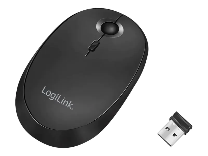 LogiLink - Maus - optisch - kabellos - 2.4 GHz, Bluetooth 4.0 - kabelloser Empfänger (USB) - Schwarz
