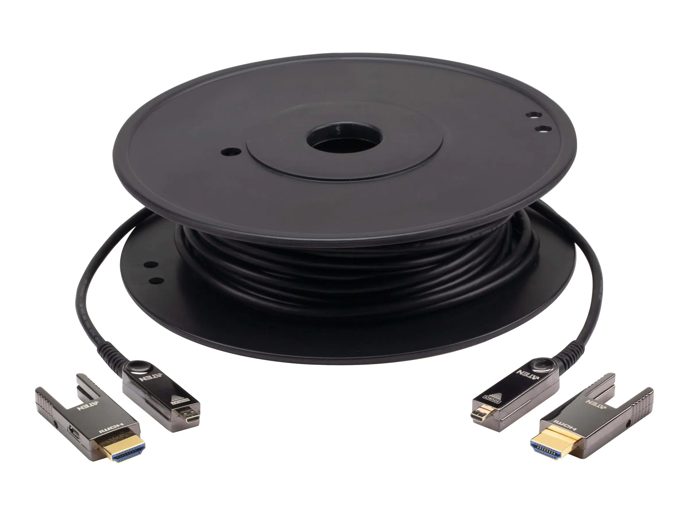 ATEN VE7834A - Highspeed - HDMI-Kabel mit Ethernet - 19 pin micro HDMI Type D männlich zu 19 pin micro HDMI Type D männlich - 60 m - Geschützter Hybridkupfer/Faseroptik - Active Optical Cable (AOC), unterstützt 4K 60 Hz (4096 x 2160), Plenum