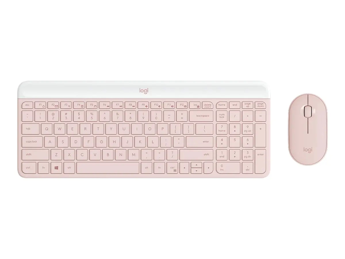 Logitech Slim Wireless Combo MK470 - Tastatur-und-Maus-Set - kabellos - 2.4 GHz - AZERTY - Französisch - rosé