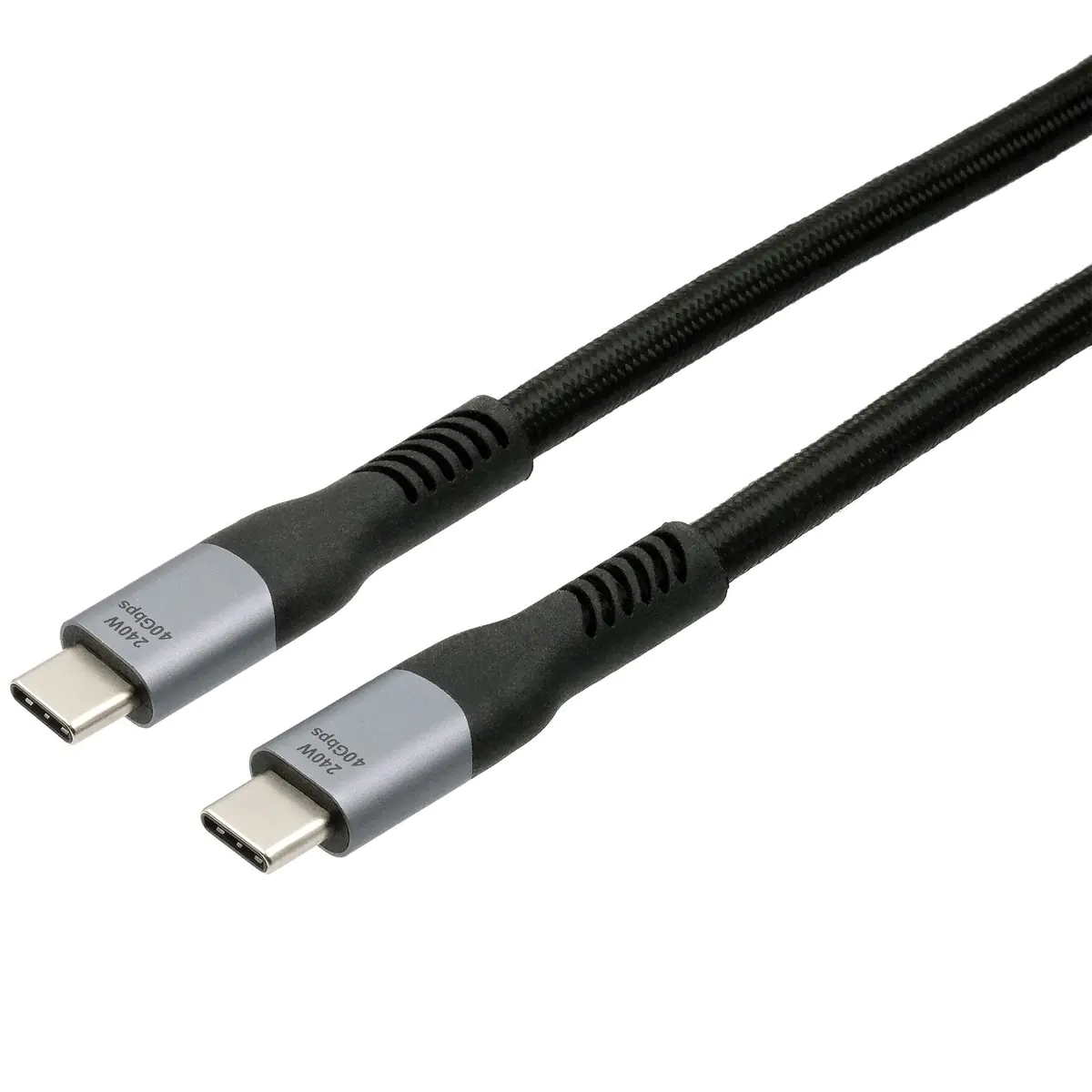 Exsys Kabel USB4 2m schwarz 240W Gewebe USB-C Stecker beidseitig 40Gbit/s - Kabel - Digital/Date