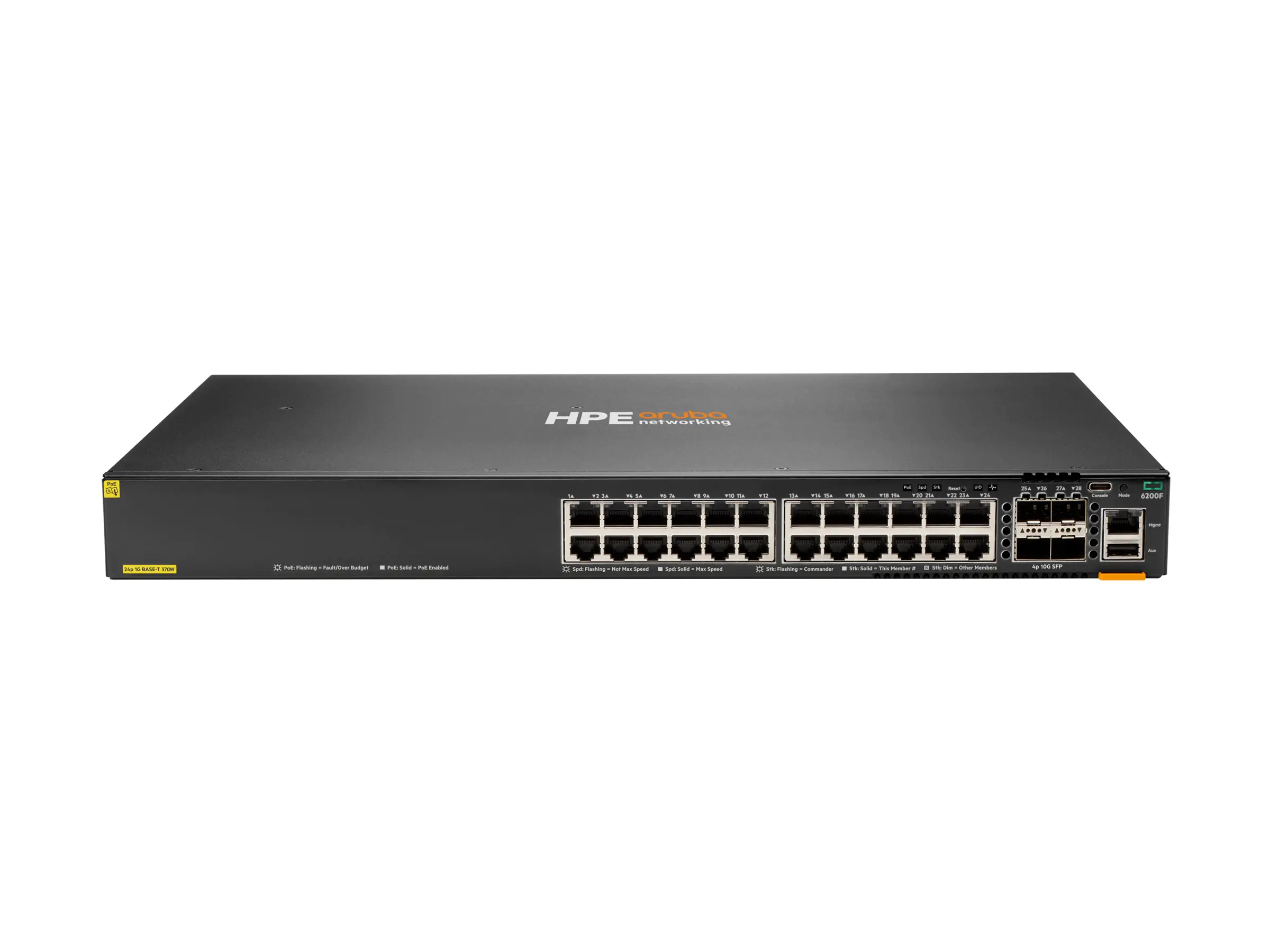 HPE Aruba Networking CX 6200F 24G Class 4 PoE 4SFP 370W Switch - Switch - max. Stapelentfernung