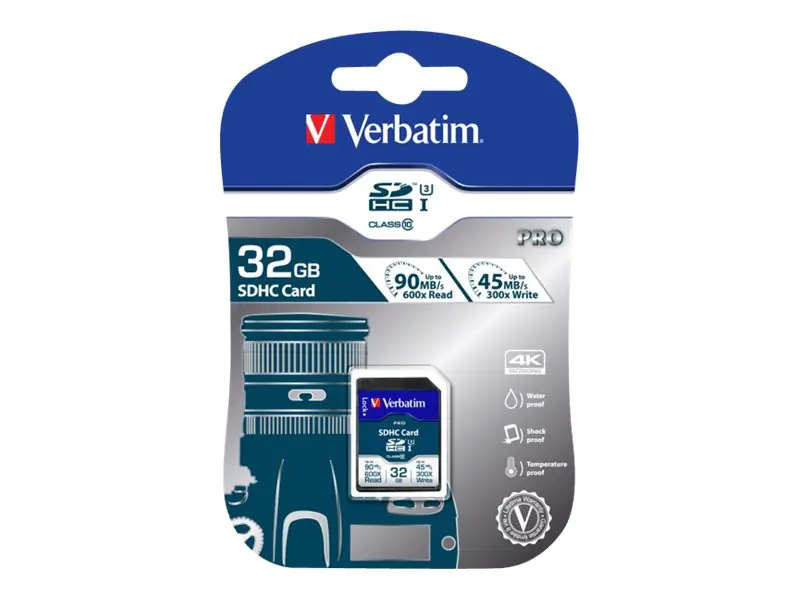 Verbatim PRO - Flash-Speicherkarte - 32 GB - UHS Class 3 / Class10 - 300x/600x - SDHC UHS-I