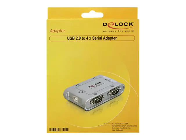 DeLock USB 2.0 to 4 port serial HUB - Serieller Adapter - USB 2.0 - RS-232 x 4
