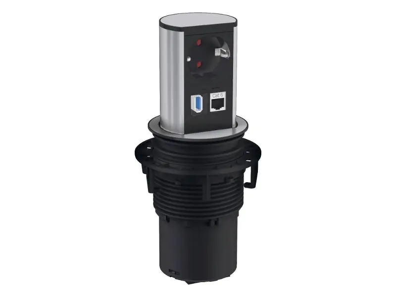 Bachmann ELEVATOR - Anschlussdose, Unterputz - RJ-45, Strom, USB 3.0 Type A - Mattes Chrom