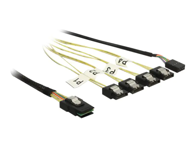 Delock - SATA- / SAS-Kabel - SAS 6Gbit/s - Mini SAS (SFF-8087) bis SATA, Seitenband - 1 m