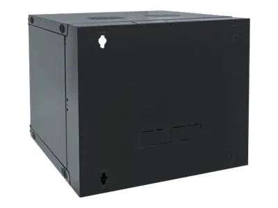 Intellinet Network Cabinet, Wall Mount (Double Section Hinged Swing Out), 9U, Usable Depth 235mm/Width 465mm, Black, Flatpack, Max 30kg, Swings out for access to back of cabinet when installed on wall, 19", Parts for wall install (eg screws/rawl