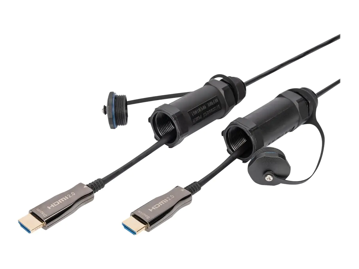 Digitus - Ultra High Speed - HDMI-Kabel - HDMI Stecker zu HDMI Stecker - 30 m - Geschützter Hybridkupfer/Faseroptik - Schwarz - Active Optical Cable (AOC), 4K Unterstützung, halogenfrei