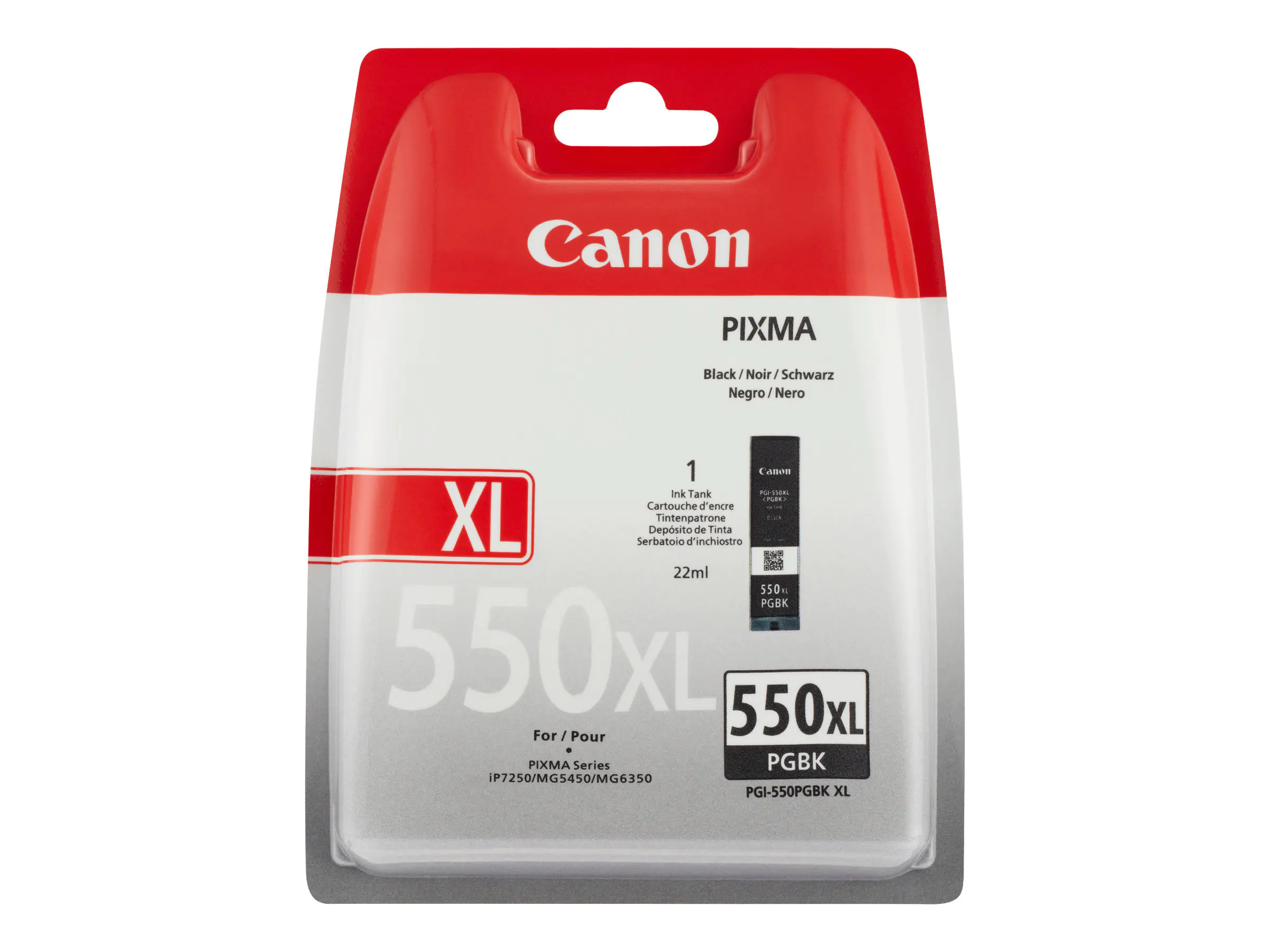 Canon PGI-550PGBK XL - 22 ml - Hohe Ergiebigkeit - Schwarz - Original - Tintenbehälter - für PIXMA iP8750, iX6850, MG5550, MG5650, MG5655, MG6450, MG6650, MG7150, MG7550, MX725, MX925