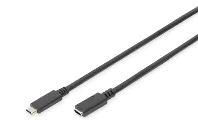 DIGITUS - USB-Verlängerungskabel - 24 pin USB-C (M) zu 24 pin USB-C (W) - 20 V - 3 A - 2 m - 4K Unterstützung - Schwarz