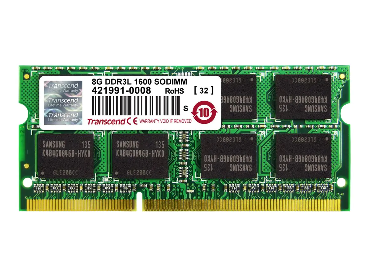 Transcend - DDR3L - Modul - 8 GB - SO DIMM 204-PIN - 1600 MHz / PC3L-12800 - CL11 - 1.35 V - ungepuffert - non-ECC - für Dell Latitude 3460; HP EliteBook 840 G1; ZBook 14, 15, 17; Lenovo ThinkPad T440; W540
