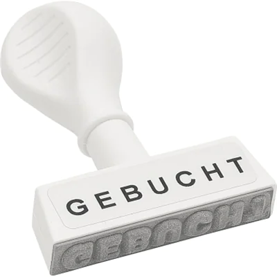WEDO Textstempel GEBUCHT 19312 45mm Kunststoff weiß