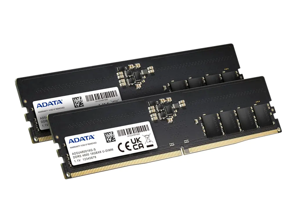 ADATA - DDR5 - Kit - 64 GB: 2 x 32 GB - DIMM 288-PIN - 4800 MHz / PC5-38400 - CL40 - 1.1 V - ungepuffert - on-die ECC - Schwarz