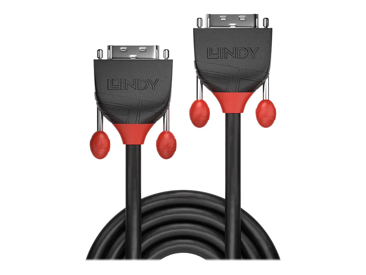 Lindy Black Line - DVI-Kabel - Dual Link - DVI-D (M) zu DVI-D (M) - 2 m - rund, Daumenschrauben - Schwarz