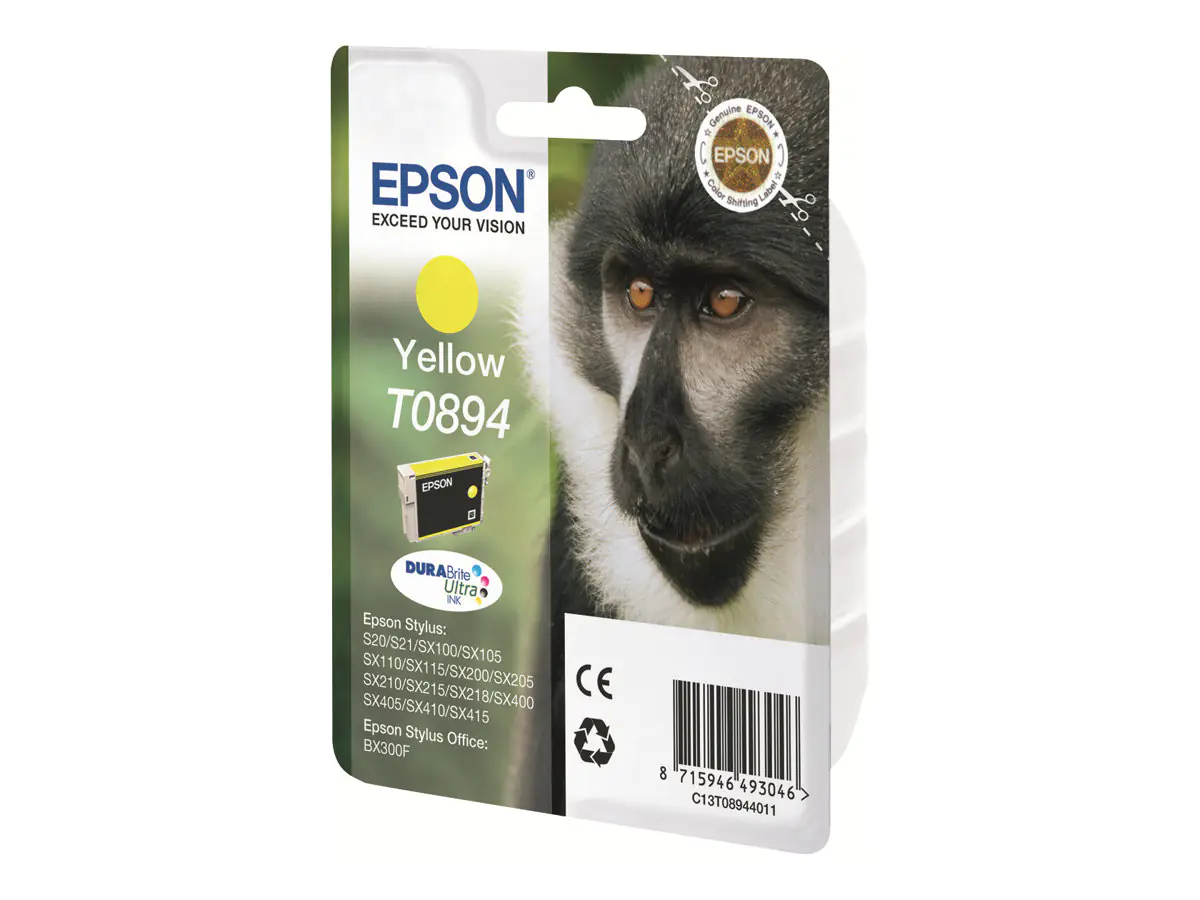 Epson T0894 - 3.5 ml - Gelb - Original - Blisterverpackung - Tintenpatrone - für Stylus S21, SX110, SX115, SX210, SX215, SX400, SX405, SX410, SX415; Stylus Office BX300