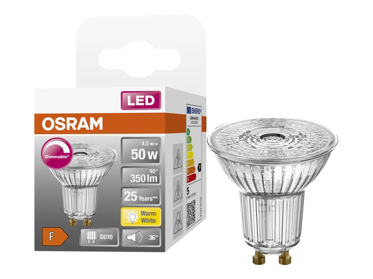 OSRAM LED SUPERSTAR - LED-Spot-Glühbirne - Form: PAR16 - GU10 - 4.5 W (Entsprechung 50 W) - Klasse F - Warmweiß - 2700 K