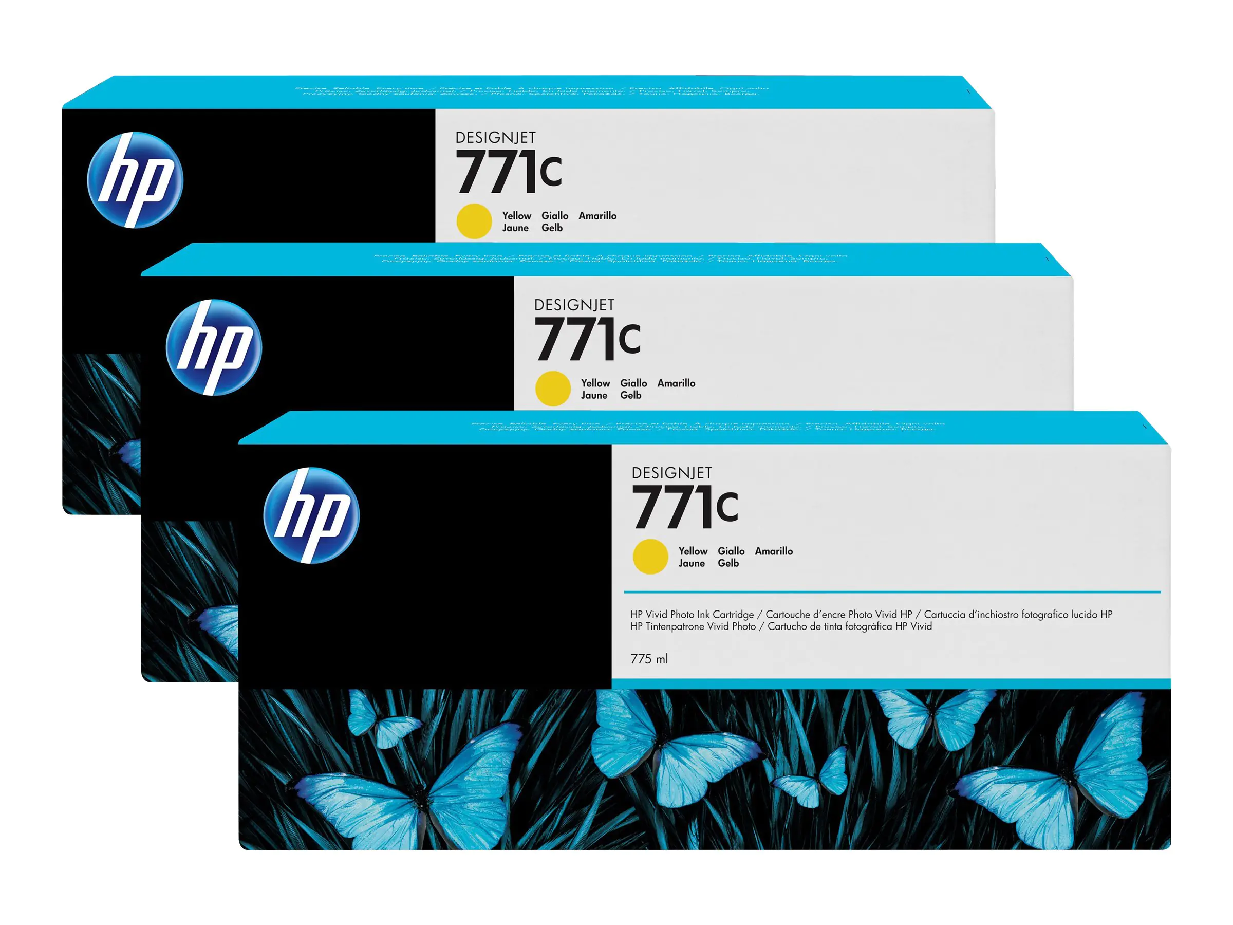 HP 771C - 3er-Pack - 775 ml - Gelb - Original - Tintenpatrone - für DesignJet Z6200, Z6600, Z6610, Z6800, Z6810