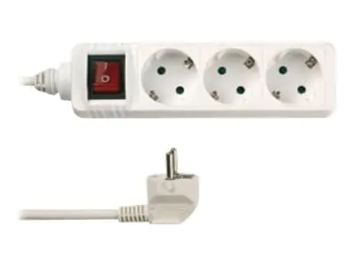 REV - Steckdosenleiste - Wechselstrom 250 V - 3500 Watt - Eingabe, Eingang 2-polig - Ausgangsanschlüsse: 3 (2-polig) - 1.4 m Schnur