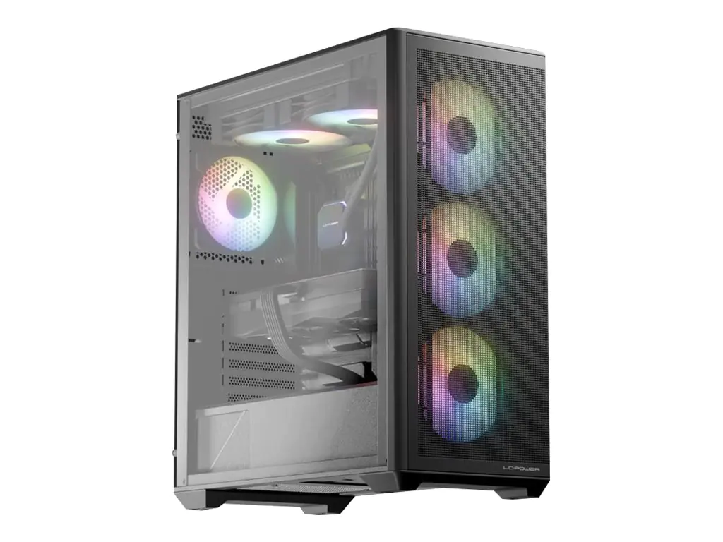 LC-Power 811B - Midi-Tower Gaming - E-ATX - Seitenteil mit Fenster (gehärtetes Glas) LC-811B-ON