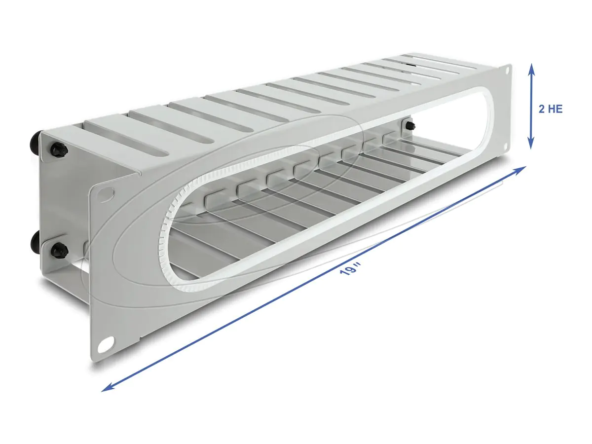 Delock Verlegetafel für Rack-Kabelmanagement - mit Öffnung und Kantenschutz - Grau, RAL 7035 - 2U - 48.3 cm (19") 67280