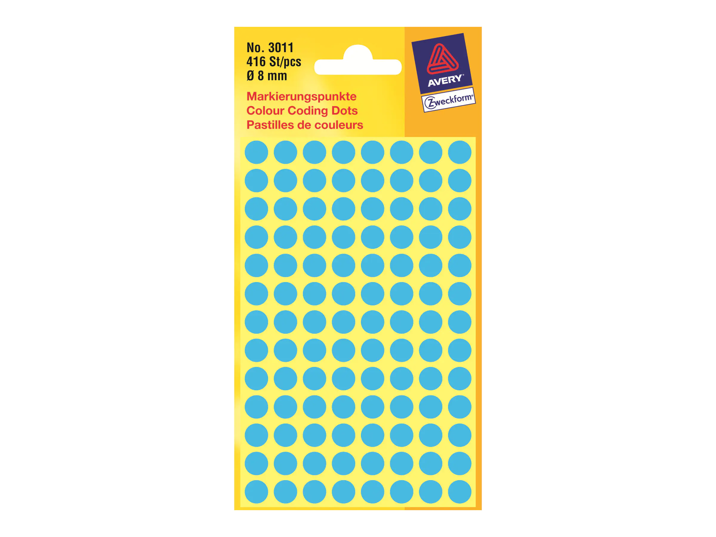 Avery Zweckform Selbstklebend - Blau - 8 mm rund 416 Etikett(en) (4 Bogen x 104 runde Etiketten 3011