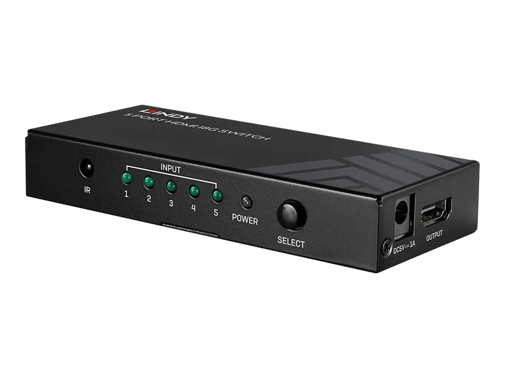 Lindy 5 Port HDMI 2.0 18G Switch - Video/Audio-Schalter - 38233
