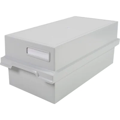 Exacompta Karteikasten Office 13,9 x 17,1 x 35,5 cm (B x H x T) DIN A6 quer 1.200 Karten Polystyrol lichtgrau