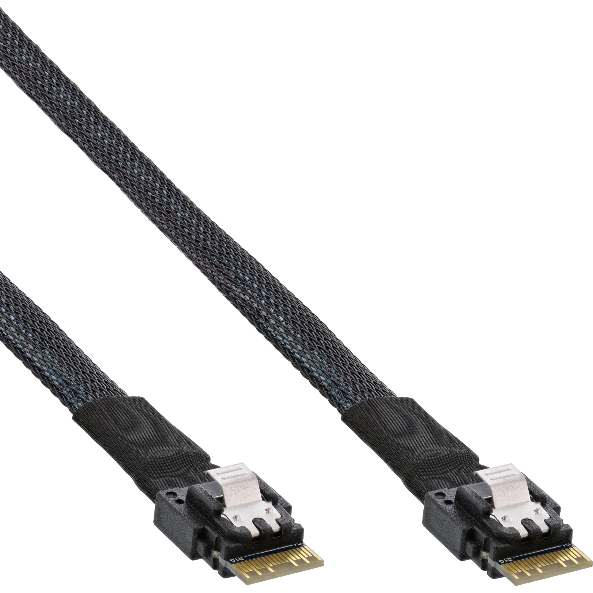 InLine - Internes SAS-Kabel - SAS 24Gbit/s - 4i Slim SAS (S) Verriegelung zu 4i Slim SAS (S) Verriegelung - 50 cm - Schwarz