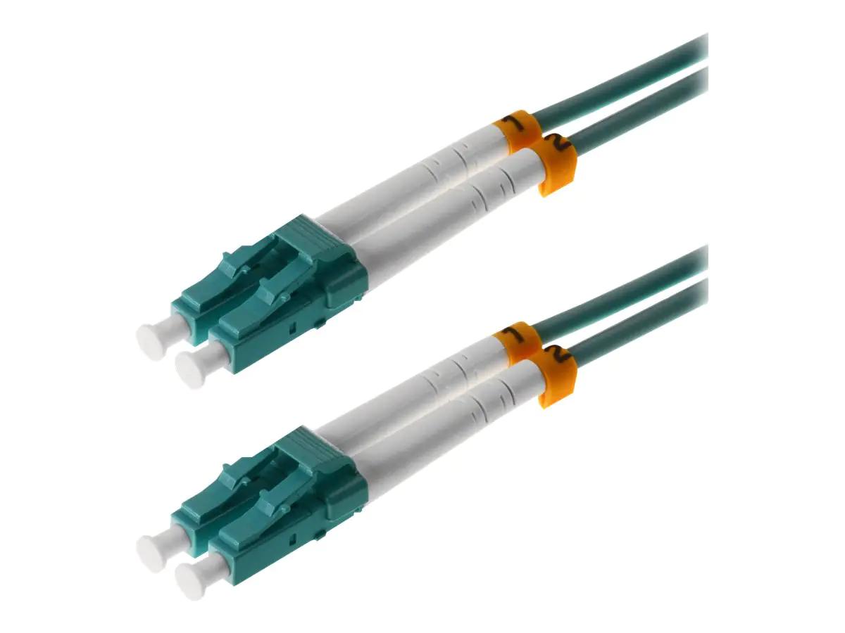 Helos - Patch-Kabel - LC Multi-Mode (M) bis LC Multi-Mode (M) - 2 m - Glasfaser - Duplex - 50/125 Mikrometer - OM3 - Aquamarin